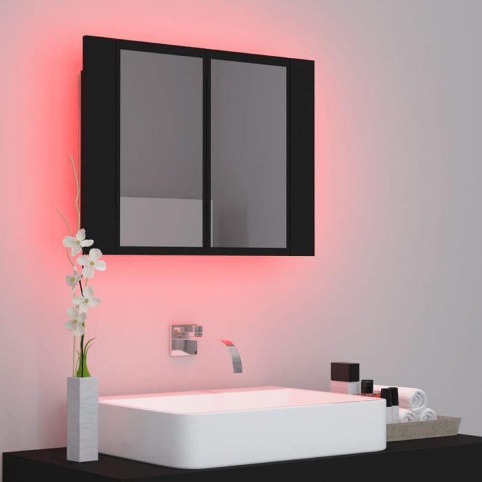 VidaXL Armoire à miroir de salle de bain LED Noir 60x12x45 Acrylique 804957