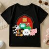 Boys Farm Animals & Tractor Print Crewneck All Season Casual Short Sleeve T-Shirt
