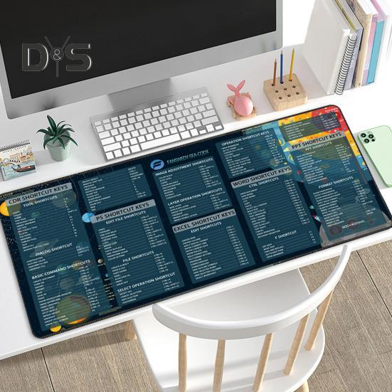Alfombrilla de ratón grande para ordenador, 40 x 90 cm, portátil, impermeable, para oficina, PowerPoint, Excel, Word, teclas de acceso directo, alfombrilla de escritorio antideslizante, accesorios para PC