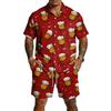 Conjunto Informal de Camisa de Manga Corta y Pantalones Cortos para Hombre con Estampado de Cerveza Ligero de Botones Atuendo de Verano para Actividades al Aire Libre