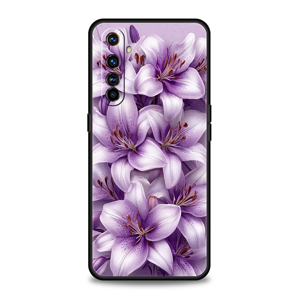 Realistic Lily Flower Print Soft TPU For Realme 12 11 10 9 Pro Plus GT2 GT3 GT5 7 8 Pro C21 C25 C35 Pro 5G Shockproof Phone Case