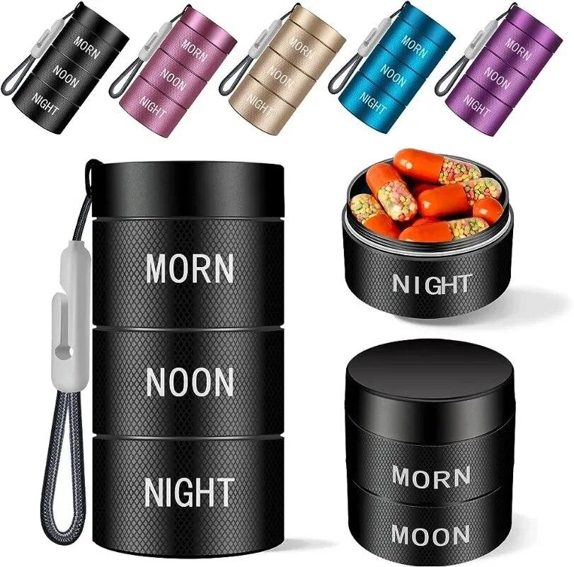 

Аптечка из алюминиевого сплава, металлический органайзер для таблеток, штабелируемая водонепроницаемая коробка для таблеток для путешествий, большой отсек для хранения витаминных капсул