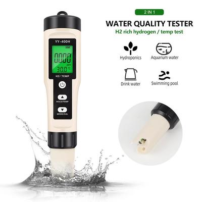Digital Hydrogen Ion Water Quality Detector Tester 0-2400ppb H2/Temperature Meter YY-400H ATC for Laboratory Drinking Water
