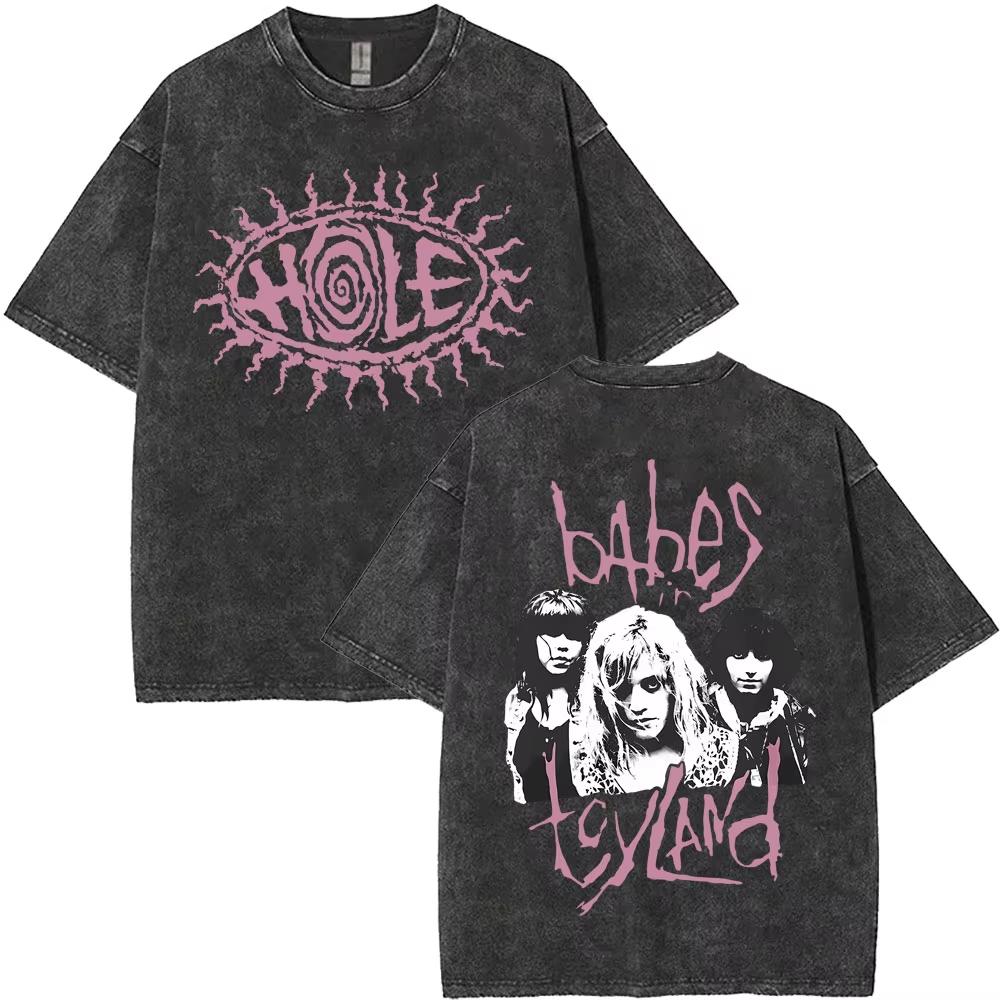 benber vintage Washed Vintage Alternative Rock Band Hole Courtney Love My Name Is Forgotten T Shirt Men Women Gothic Harajuku Tshirt S