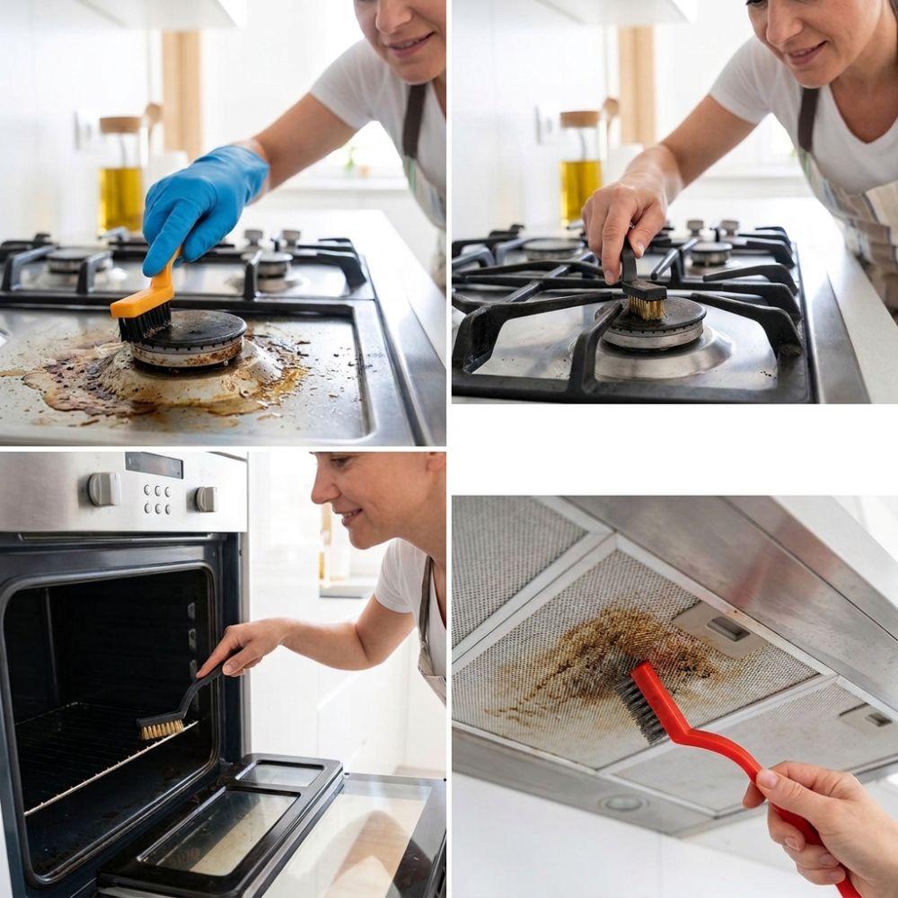 6pcs Curved Handle Metal Detail Brushes Wire Brush Rust Remover Brushes Wire Brush Set Range Hood