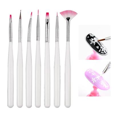 7 stk hvite neglebørster Nail Art Malepenner Akryl UV Gel børster Manikyrverktøy