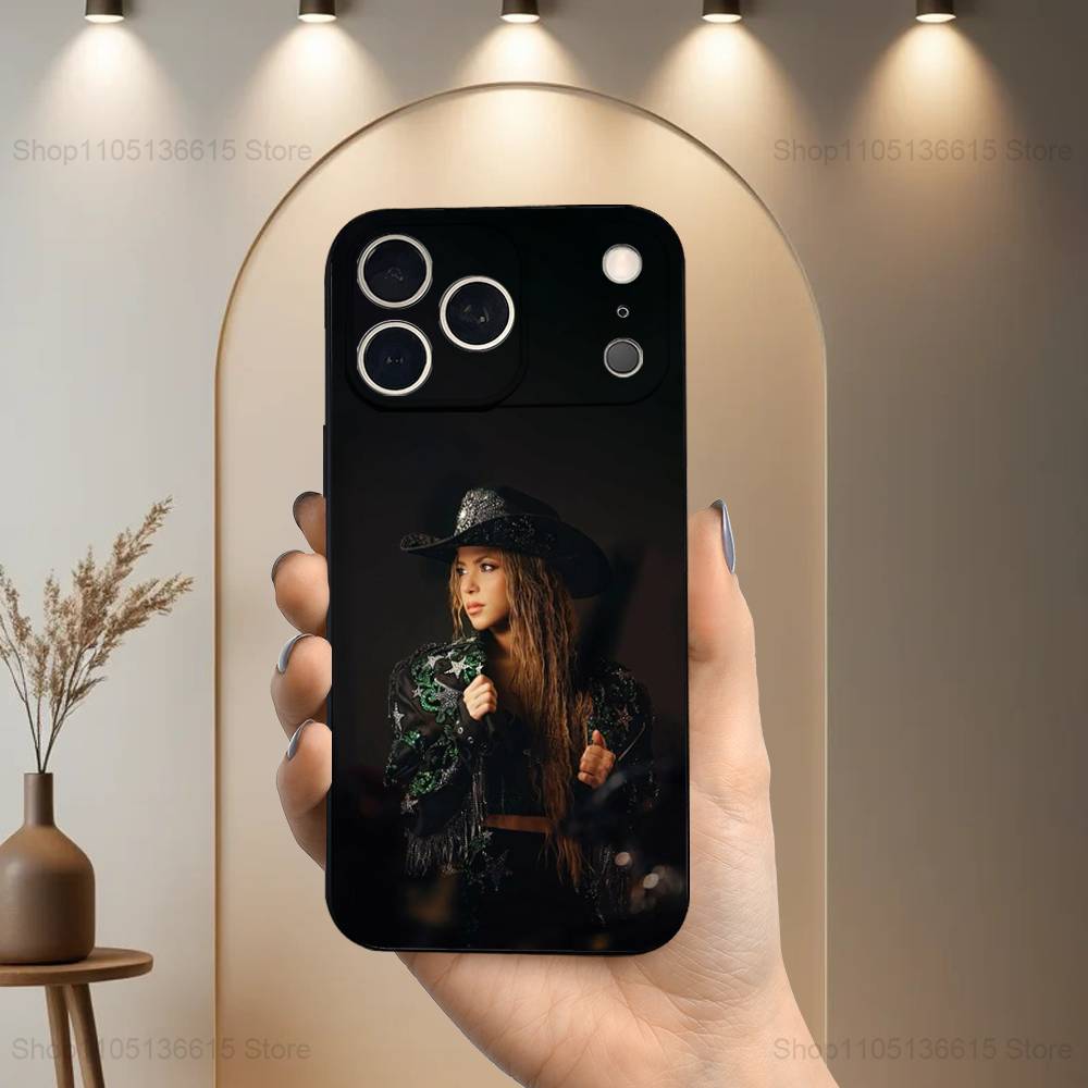 Singer S-Shakira Cute Case For iPhone 17,16,15,14,13,12,11 Air,Plus,Pro Max,XS,X,XR,SE,Mini,8,7,Soft Silicone Black Cover