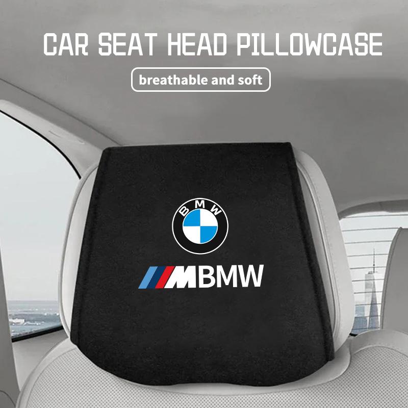 FA4Car Logo Seat Headrest Cover Suede Perforated Pillowcase Pad For BMW M Sport M2 M3 M4 M5 M6 E46 E90 E60 F10 F20 E87 X3 X6