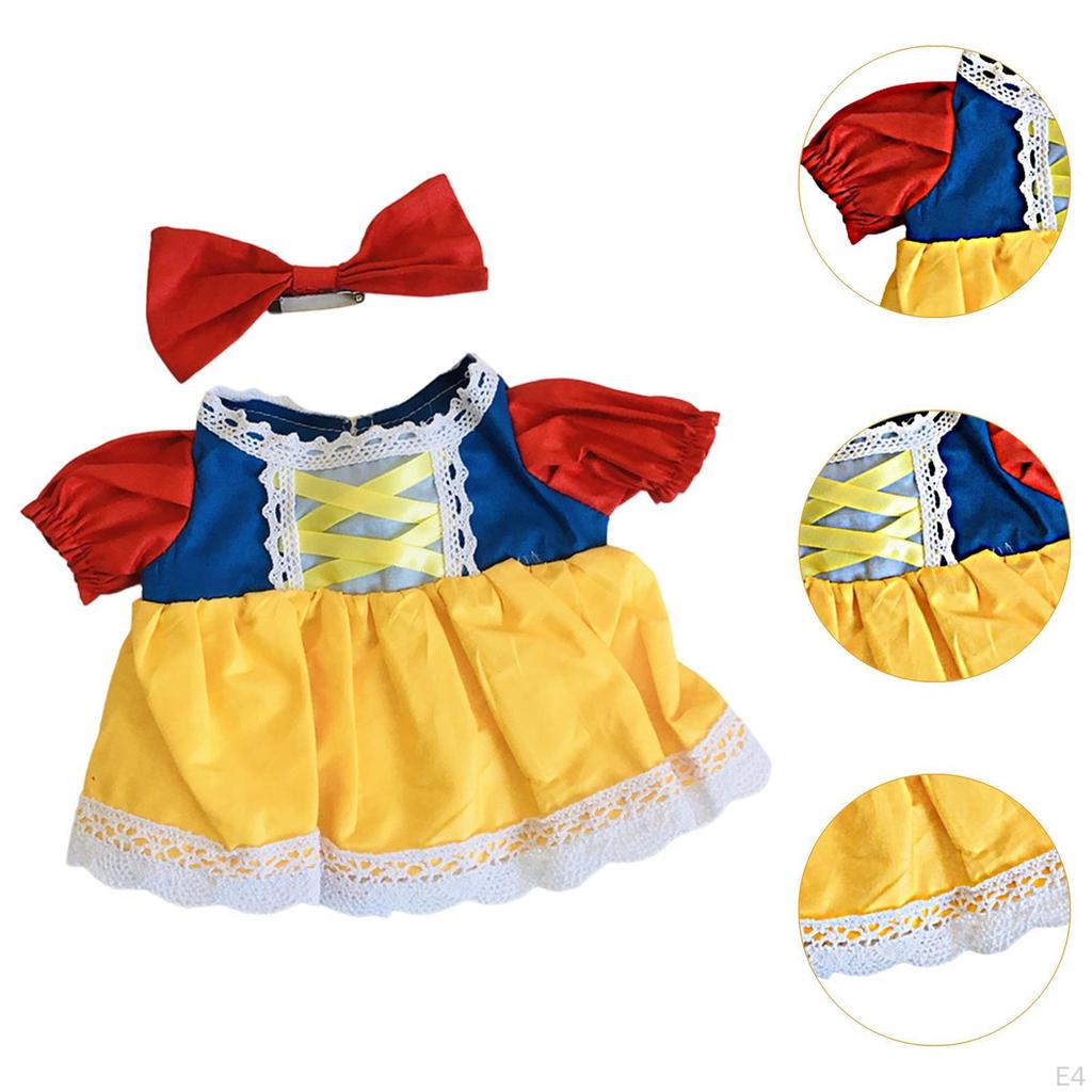2Pcs Dolls Dress Suit with Bow Tie Hair Clip for 38cm Children's Gifts A