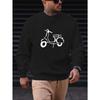 Men's Scooter Print Casual Crewneck Sweatshirt  100% Cotton Printed Long-Sleeve Crew Neck Pullover