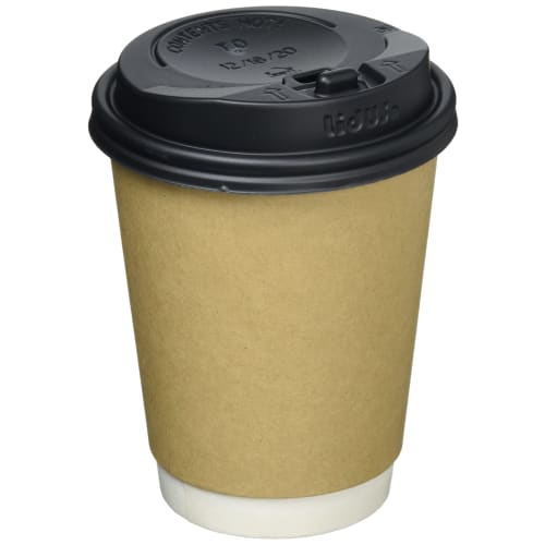 Niche Plus Latte Art Double-Walled Cups, Unbleached Craft (400ml), with Lids (Openable), Set of 10