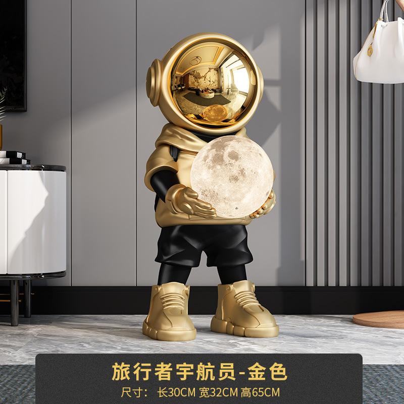 

Современное искусство Декор для дома Золотая статуя астронавта Модная скульптура Креативные поделки из смолы Аудио коридорная лампа Украшение пола в помещении