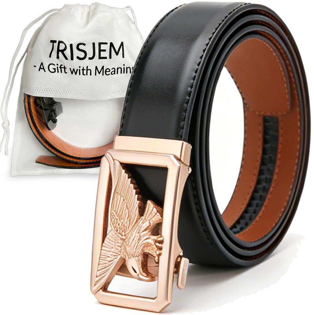 Genuine Leather Men's Belt Golden Silvery Automatic Eagle Buckle Waistband for Man High Quality Designer Male Waist Strap 3.5CM