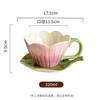 Creative Hand-Painted Tulip Flower Leaf Shape Ceramic Coffee Cup Saucer Personalized Afternoon Tea Latte Cup Saucer Gift
