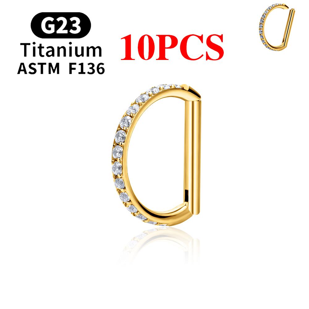 1/10 Stück F136 G23 Titan Nasenpiercing Ring D-Form Scharnier Segment CZ 16G Clicker Knorpel Tragus Helix Ohrringe Körperschmuck