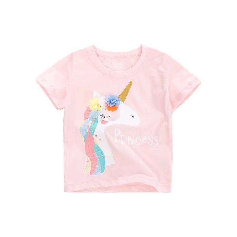 Children's Pink Unicorn Short-Sleeved T-shirt