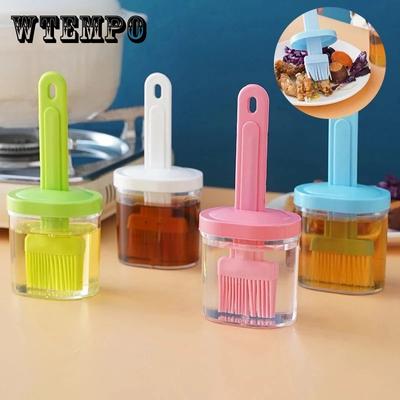 Oil Dispenser with Brush Cooking Baking BBQ Silicone Oil Bottle Grilling Tools Basting Brushes Kitchen Barbecue Accessories
