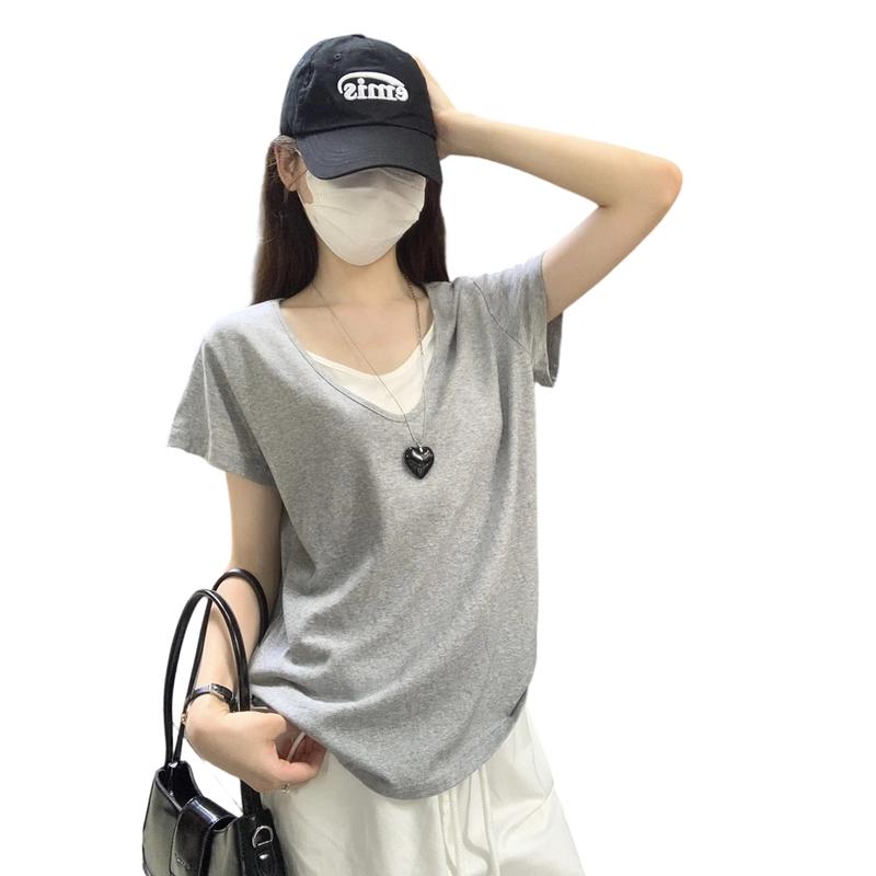 La Chapelle Women s Faux Two-Piece Spliced T-shirt M