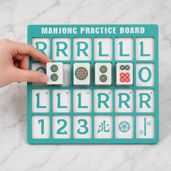 Huaqianguhh Mahjong Practice Board with RLO Charleston Guide & 24 Slots, 3D Printed Solo Trainer, American Strategy Aid for Home Learning Beginners