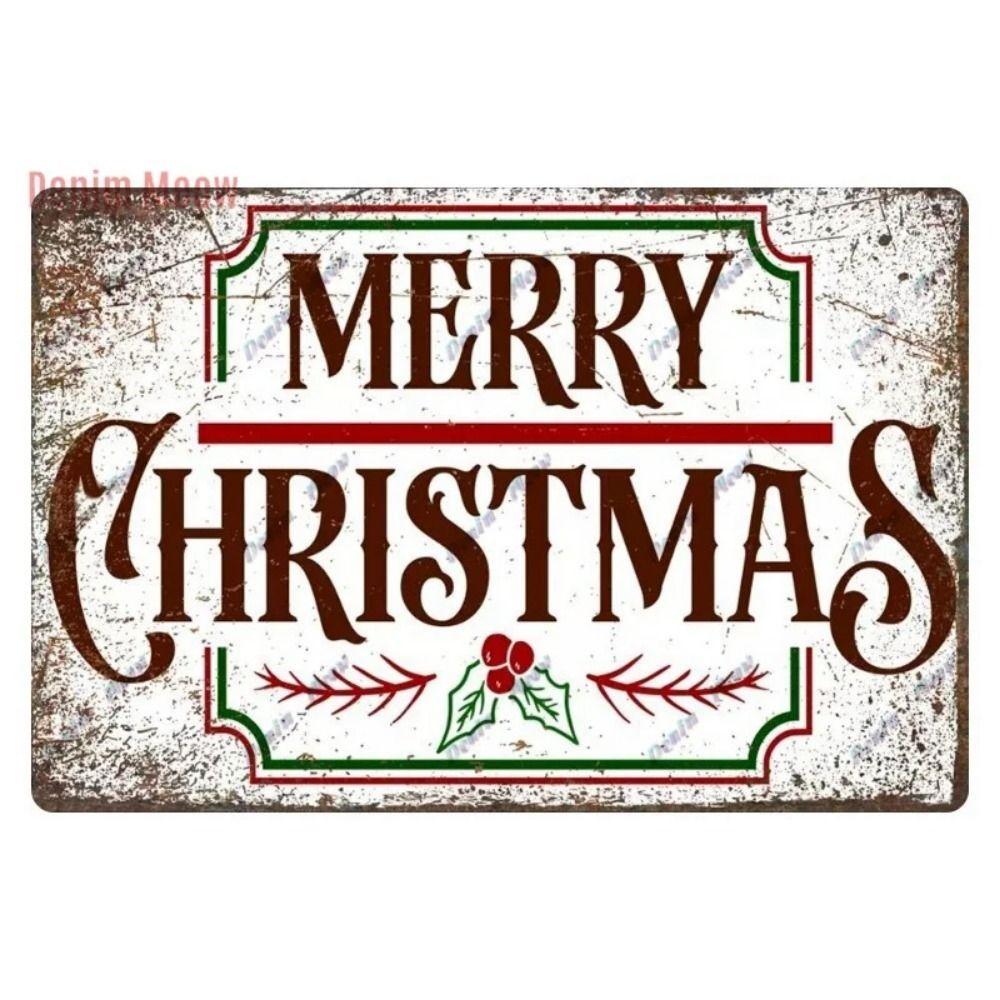 Vintage Christmas Metal Tin Sign Home Festive Wall Decor