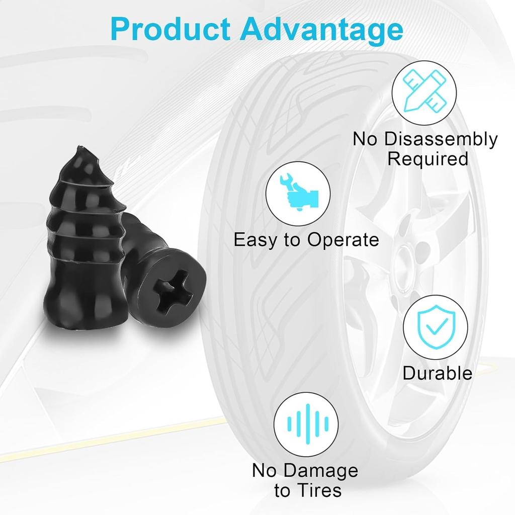 Linkstyle 60PCS Tire Plug Kit, Tire Repair Rubber Nails, Vacuum Tyre Repair Screws Fast Repair Kit With A Box, Screwdriver, For Car Motorcycle Truck