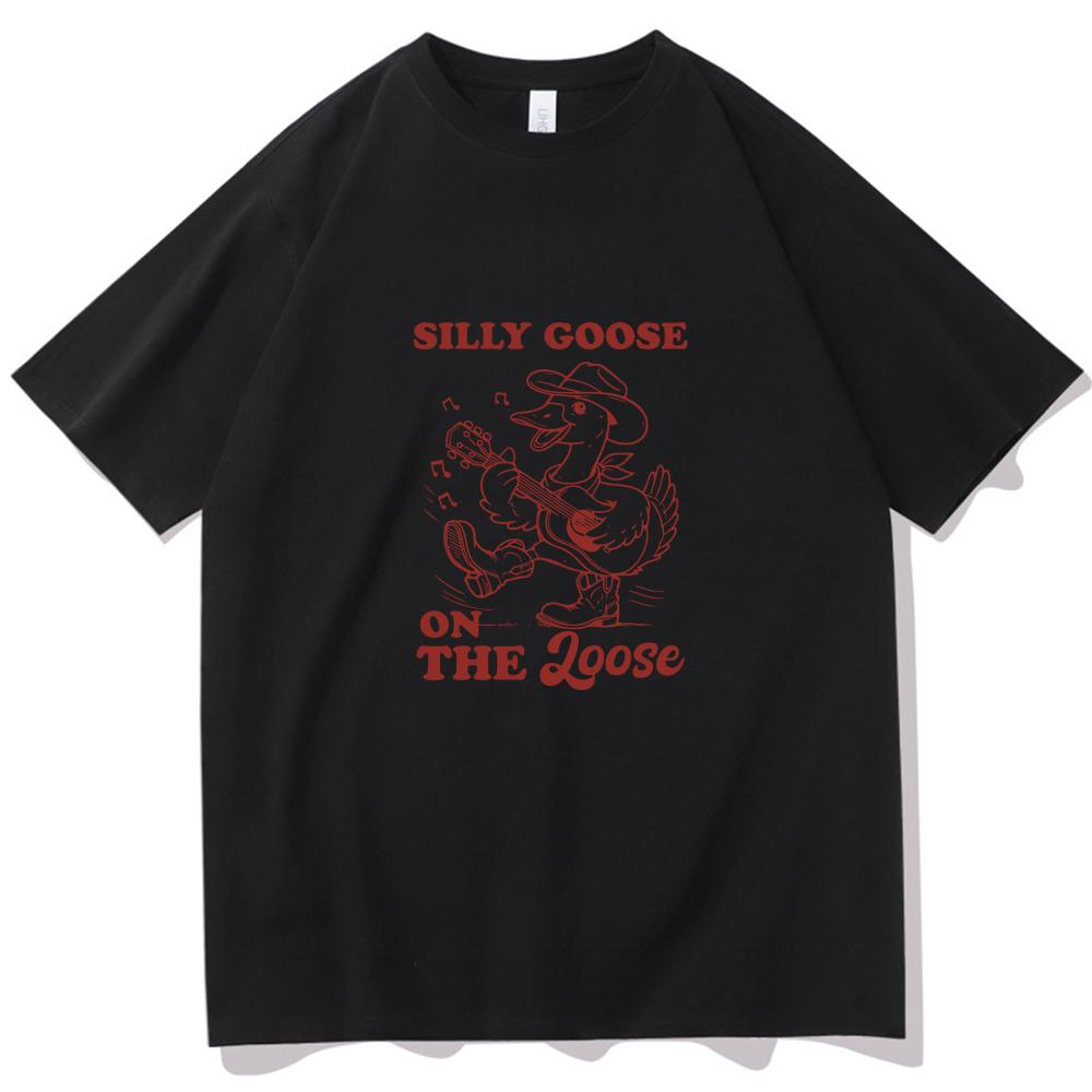 Silly Goose on The Loose Women and Man Oversized T-shirt Summer O-neck Funny T-shirt Casual Printing