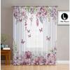 2 Pcs Elegant Pink Floral & Butterfly Curtains – Home Decor for Kitchen Cafe Living Room Dining Room Balcony Bedroom
