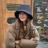 Portable Women Fisherman Hat Windproof Panama Caps Korean Down Cotton Bucket Hats  Autumn Winter