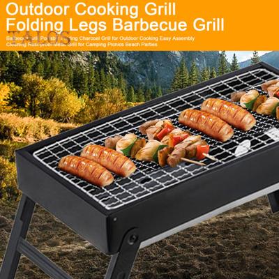 Barbecue Grill Portable Folding Charcoal Grill for Outdoor Cooking Easy Assembly Cleaning Rust-proof Metal Grill for Camping Picnics Beach Parties