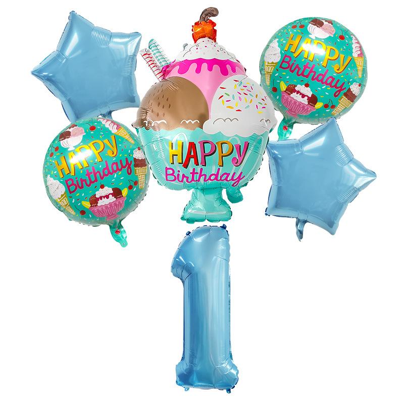 

Birthday Ice Cream Aluminum Film Balloon Set 32 Inch Blue Digital Children S Birthday Party Photo Arrangement Balloon Birthday Ice Cream Set 1