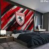 Samsunspor Wall Tapestry, Club Logo Red Brush Stroke Print Wall Hanging for Football Fan Room Decor