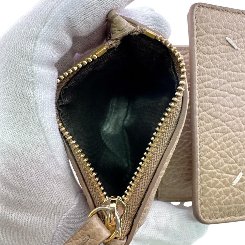 Maison Margiela SA3UI0010 Compact Wallet 4 Stitches Leather Tri-fold Wallet Beige Leather Used