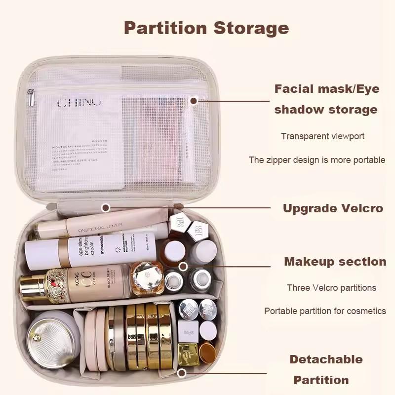 New Women's PU Leather Cosmetic Bag Portable Storage Bag Large Capacity Luxury Makeup Bag Travel Organizer Toiletry Bags