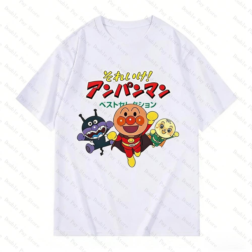 Anpanman and Friends Anime Print T-Shirt for Kids Men Women, Cute Japanese Cartoon Casual Cotton Tee, Streetwear Top