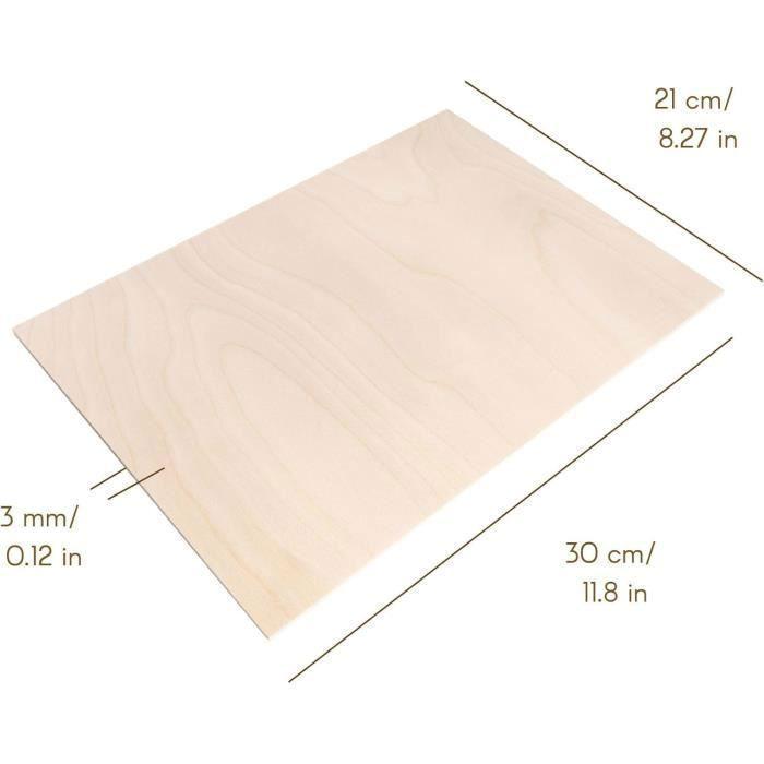 Panneau de contreplaqué - Creative Deco - A4 - 10 planches - 3mm - Bois Bouleau - Découpe Laser
