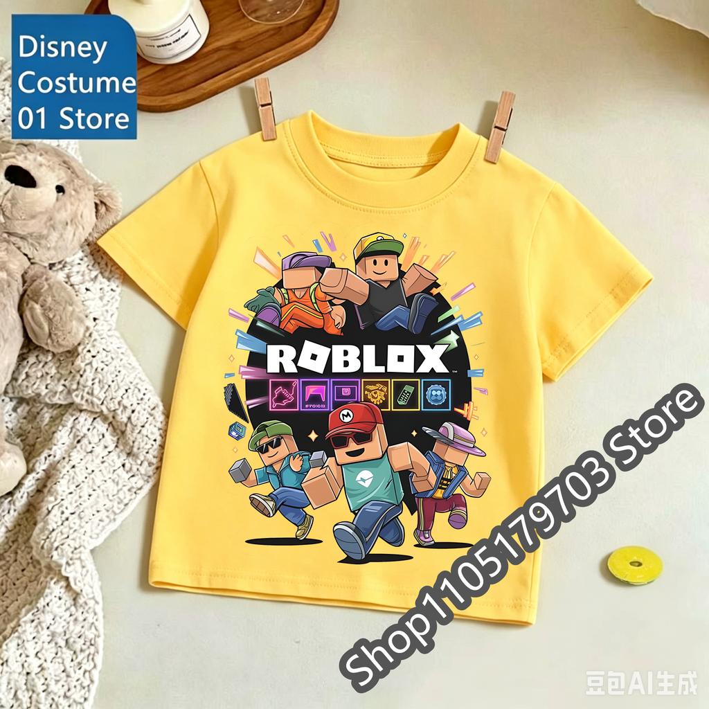 2026 Roblox T Shirt for Kids Summer Fashionable Short Sleeve Tee Boys Girls Casual Gaming Print Soft Childrens Tops