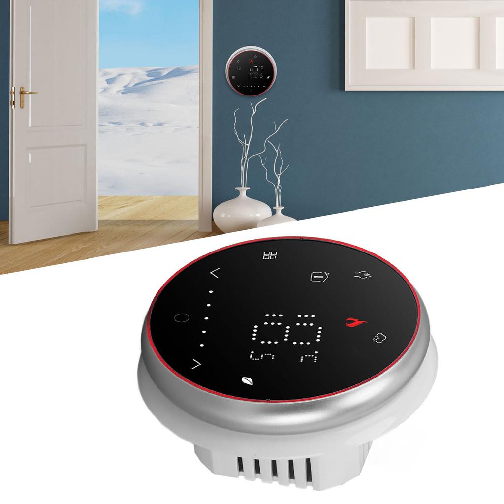 Smart Thermostat 1 Week Programmable LED Display Recessed Round Digital Thermostat AC95‑240V for Water Heating System