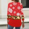 Women's Fashion Casual Christmas Print Neck 3/4 Sleeve T-Shirt Top