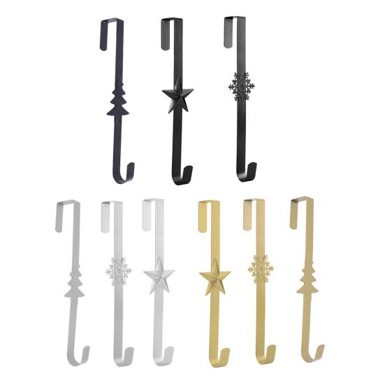 Christmas Wreath Hook Star Snowflake Christmas Tree Elements Metal Door Hanger Over The Door Hooks Hanger