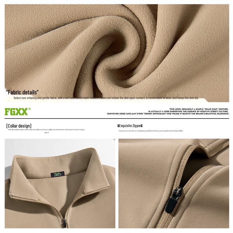 Fingercroxxit Unisex Half-Zip Mock Neck Fleece Long Sleeve Top