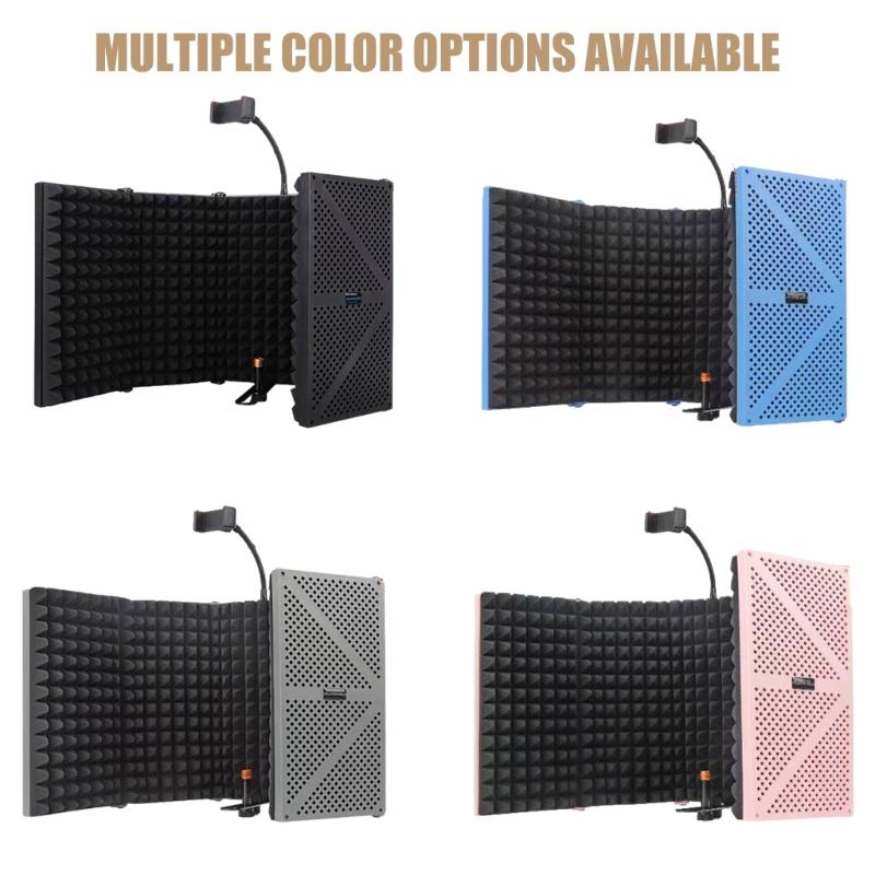 Soundproofing Microphone Shield Windshield with 5-Door Foldable for Enhances Auditory Sound Absorbing