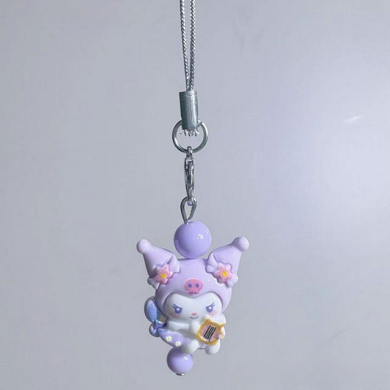 Cartoon Sanrio Hello Kitty Melody Kuromi Cinnamoroll Pochacco Phone Chain Keychain Bag Cell Phone Charm Cute Key Chain Gift