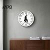 Industrial Style Wall Clock Man Silhouette Clock Silent Non-Ticking Round Hanging Decorative 12 Inch Digital Analog for Home Office Bedroom