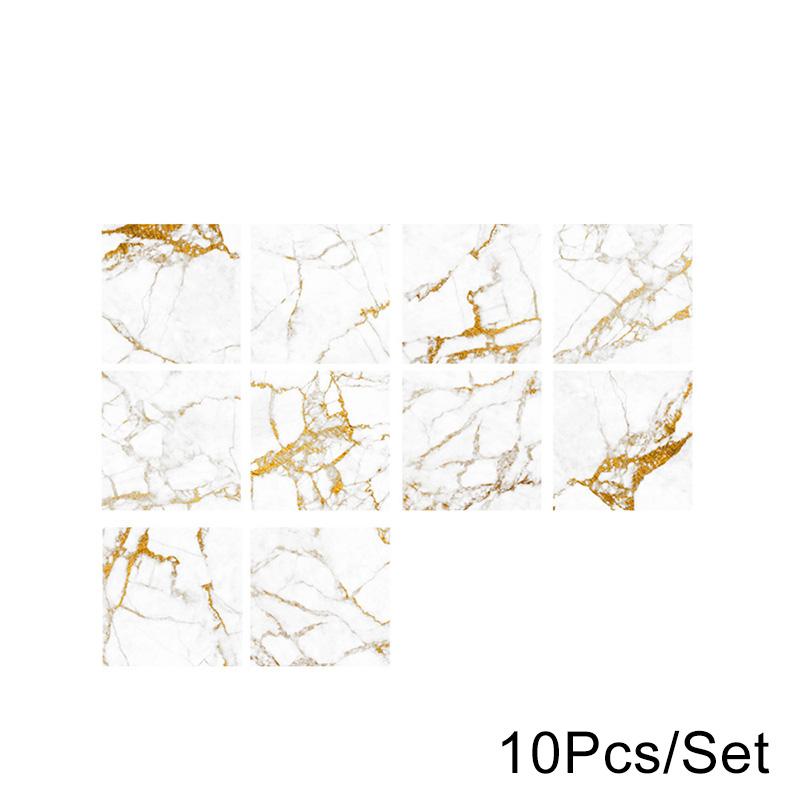 

10 шт./пакет самоклеящиеся наклейки на стену с мраморным узором для украшения дома, кристаллическая пленка, водонепроницаемая ПВХ-наклейка на стену для кухни, сделай сам 10*10cm