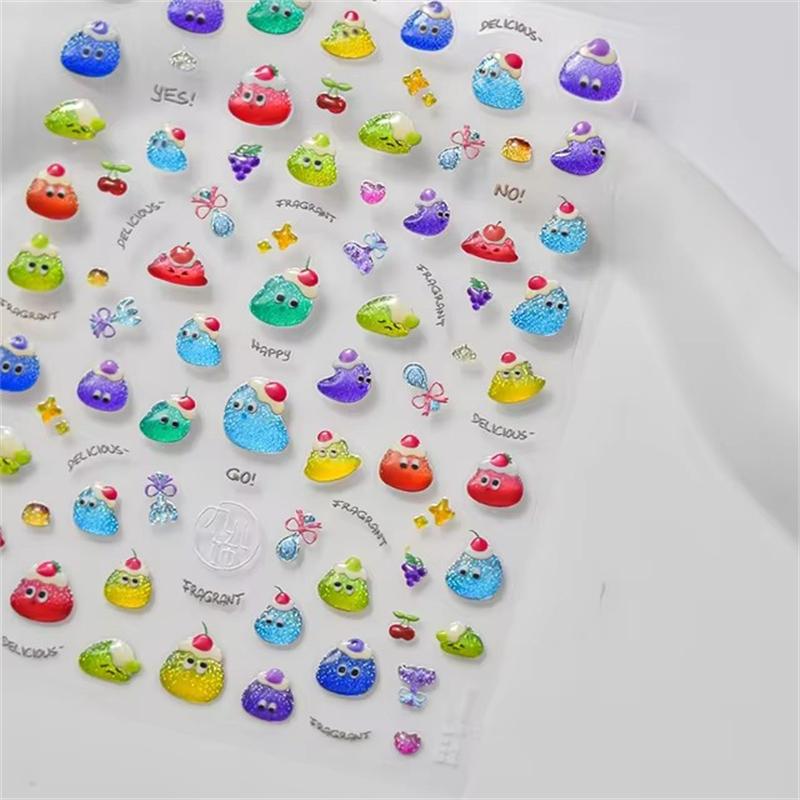 1PCS French Jelly Nail Stickers Dreamy Bubble Meteor Butterfly Star Moon Self Adhesive Stickers For Nail DIY Nail Art Decoration
