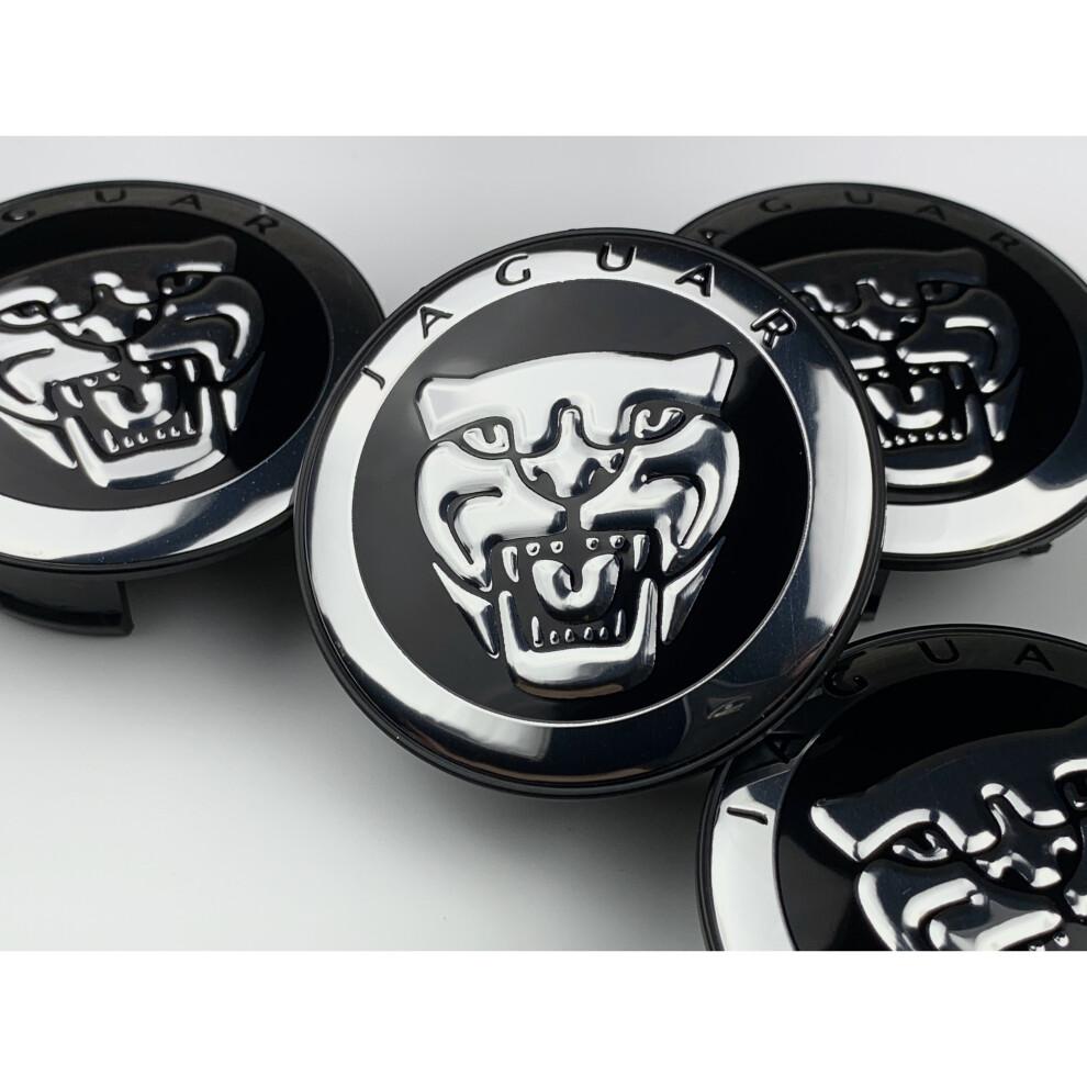 (Black ) Set of 4 Jaguar Alloy Wheel Centre Caps 59mm