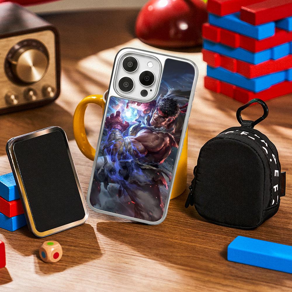 Game Street Fighter Classic Japan Poster Phone Case for iPhone 16 15 14 13 12 11 Pro Max Sheepskin Silver-edged Protective Case