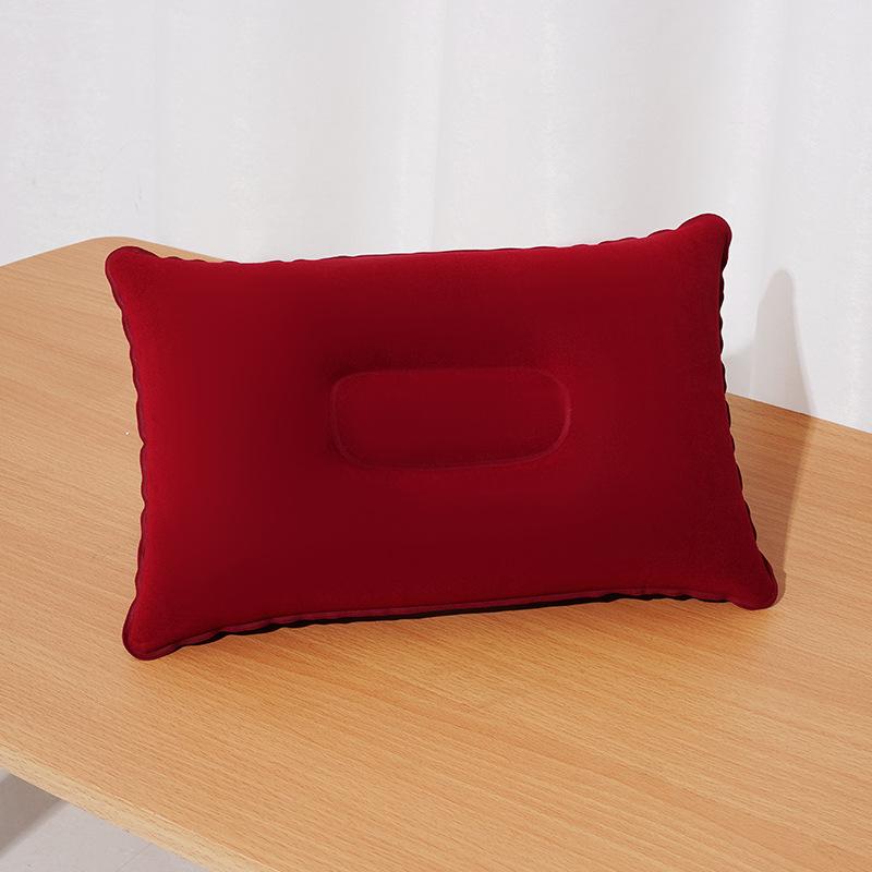 Inflatable Pillow Ultra Soft Flocked PVC Ergonomic Neck Support Foldable for Airplane Travel Camping Hiking