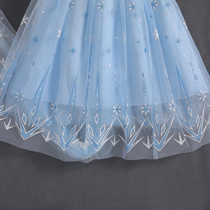 Elsa Princess Short-Sleeve Evening Gown for Girls - Summer 2025 Style Birthday Dress