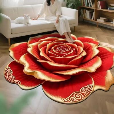 Yousheng Květinová plyšová podložka na podlahu 3D vizuální podložka do koupelny ve tvaru květu Protiskluzové absorpční podlahové koberce do ložnice kuchyně koupelny pohovky konferenčního stolku